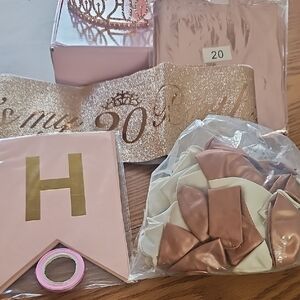 20TH BIRTHDAY Rose Gold Birthday Party Decoration Set